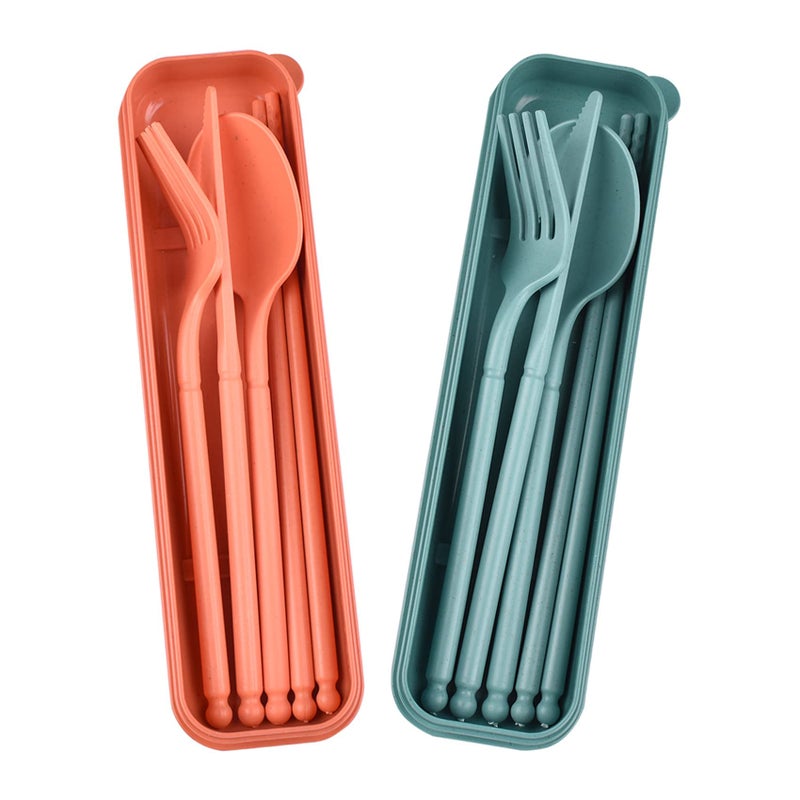 Travel Utensils with Case Camping Rrusable Utensils Set with Case Plastic Cutlery Set Forks Spoon Tableware Portable Cutlery for Travel Picnic or Daily Use