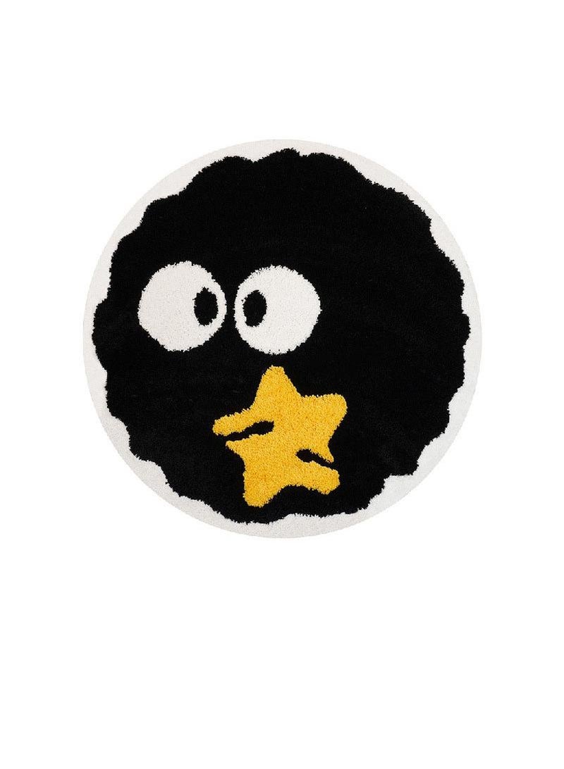 Y&D Bedroom Carpet Round Cartoon Coal Ball Carpet Flocking Non-Slip Mat Dirt Resistant Carpet-Yellow60*60cm  - Image 1