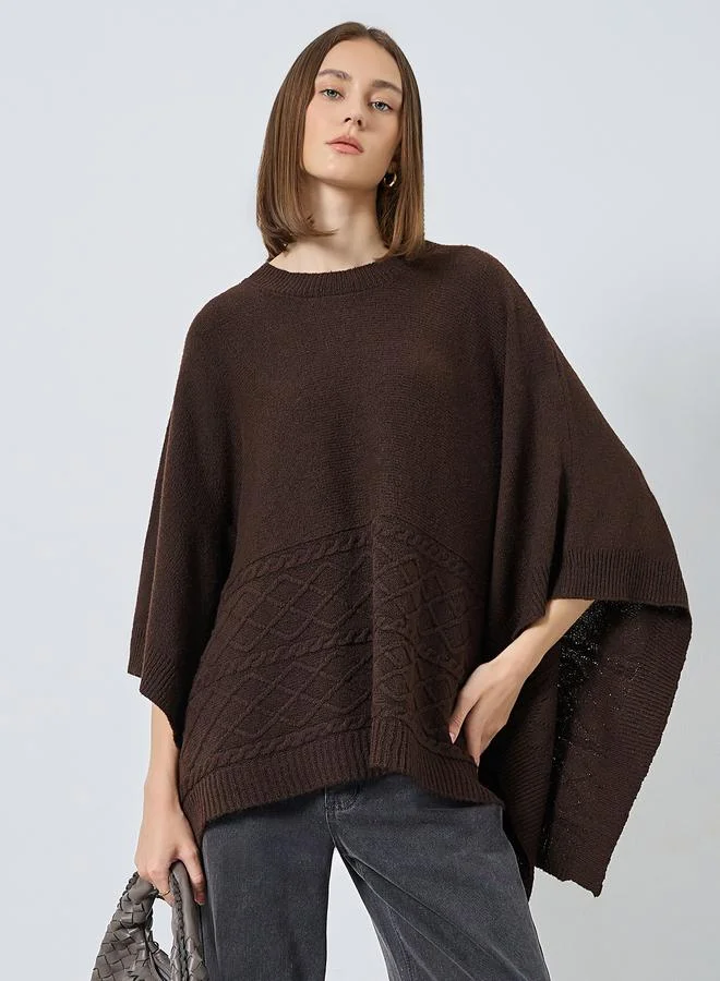 Coffee Brown Cape Regular Fit Sweater