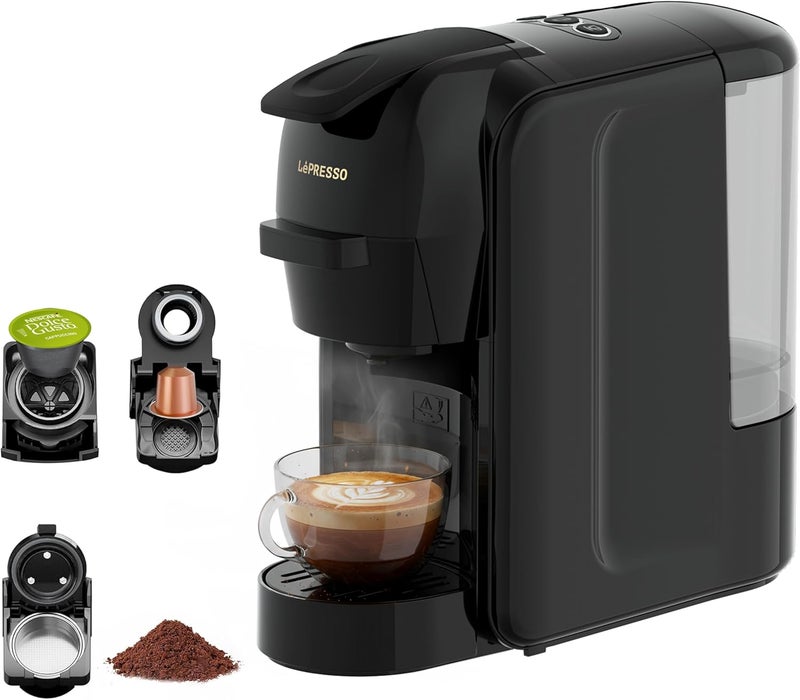 LePRESSO LIETO Multi-Capsule Coffee Maker, 3 in 1 Capsule Coffee Machine, 19Bar Italian Pump, 0.6L Water Tank Capacity and 1450W Power, Compatible with Nespresso, Dolce Gusto and Grounded Coffee - Image 1