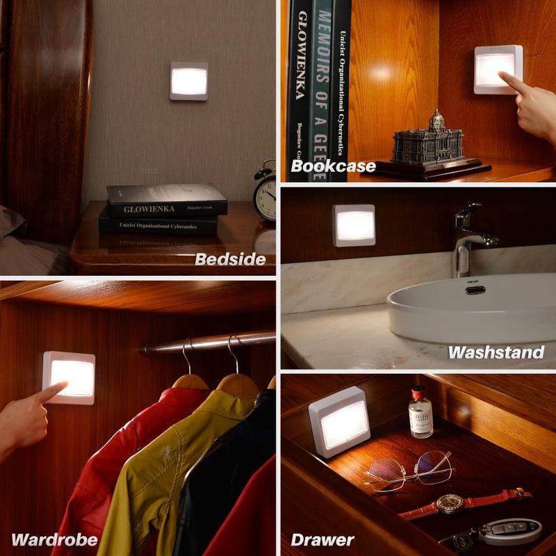 STAR-SPANGLED 3 Pack 3.7â€ Dimmable Push Tap Lights, Stick on LED Touch Lights AA Battery Operated, 3 Color Modes Sticky Button Lamps for Classroom, Kitchen, Under Cabinet, Closet - Image 4