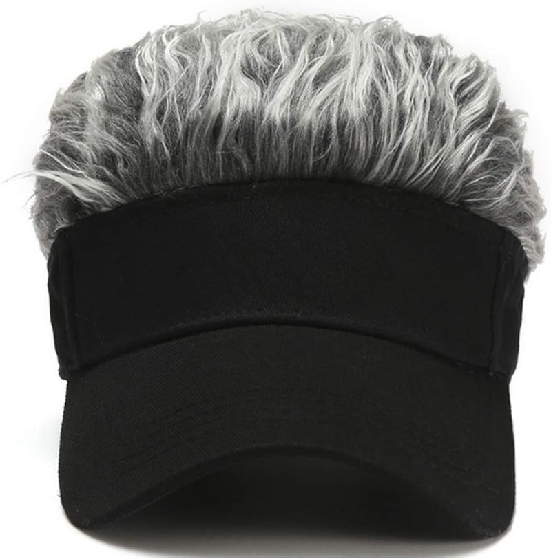 LUTICELI Store Novelty Hair Visor Sun Cap Wig Peaked Baseball Hat with Spiked Hairs - Image 2