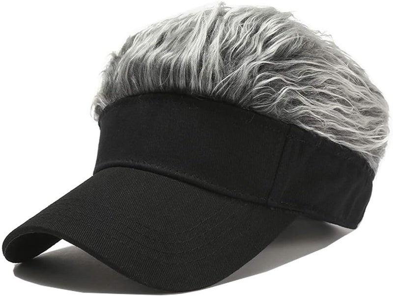 LUTICELI Store Novelty Hair Visor Sun Cap Wig Peaked Baseball Hat with Spiked Hairs - Image 1