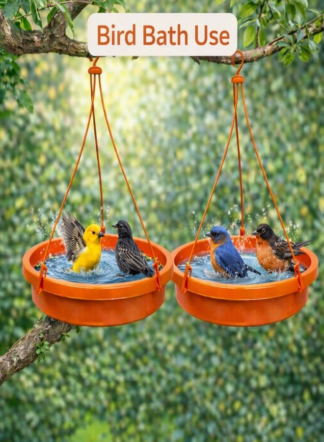 HOYEHOLA Hanging Bird Feeder Bowl (Pack of 2) for Balcony & Garden | 2-in-1 Bird Water Feeder & Bath Tray | Outdoor Hanging Bird Feeding Dish with Hook | Large Durable All-Weather Plastic - Image 3