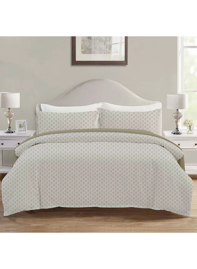 دانوب هوم Aw24 - Mystique 6 Pieces Super King Comforter Set - 260X260Cm Silver Multicolor (Vistacom - 005) | 100 % Cotton Breathable Bedding Sheet And Pillow Cases For Bedroom