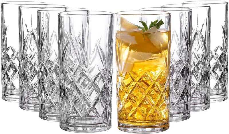 WQR Premium Juice and Water Glasses Set of 6 Transparent, 310ml, Drinking Water Glasses Stylish and Crystal Highball Glasses for Water, Juice and Cocktails (Crystal Glass, 6) - Image 4