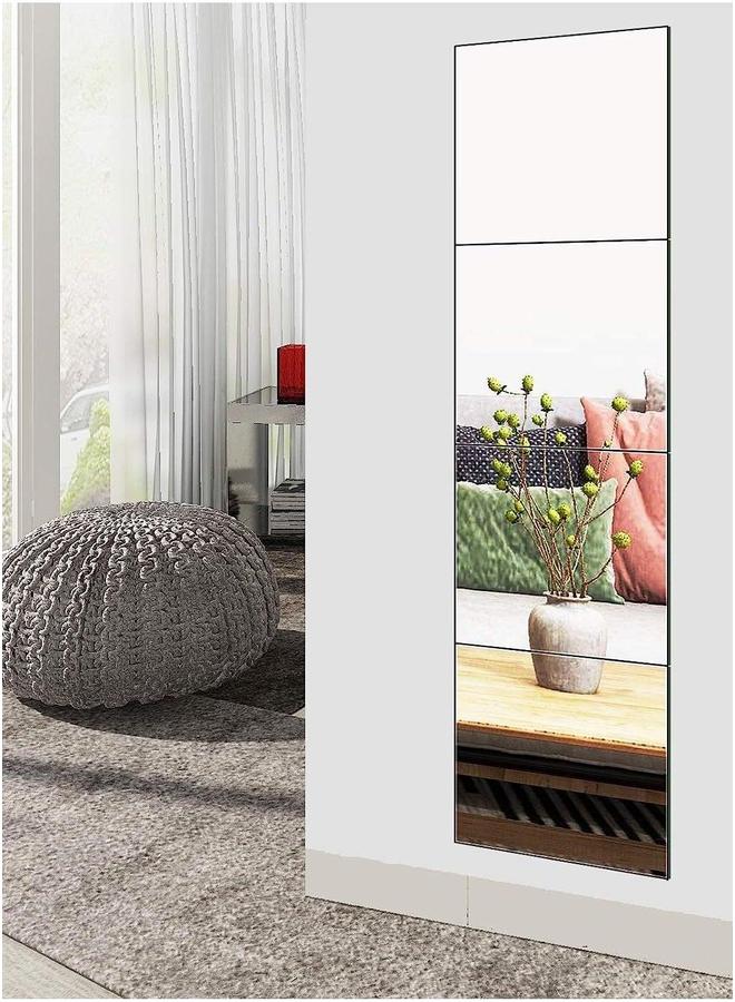 HOMESTAR Full Length Wall Mirror Tiles 30cm x 4Pcs Frameless Mounted Set Make Up for Home Gym Vanity Bedroom, Living Room - Image 2