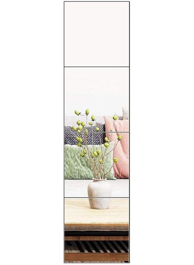HOMESTAR Full Length Wall Mirror Tiles 30cm x 4Pcs Frameless Mounted Set Make Up for Home Gym Vanity Bedroom, Living Room - Image 1