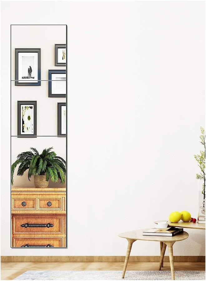 HOMESTAR Full Length Wall Mirror Tiles 30cm x 4Pcs Frameless Mounted Set Make Up for Home Gym Vanity Bedroom, Living Room - Image 3