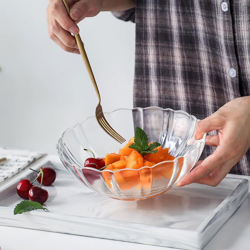 Luxshiny Luxshiny Acrylic Salad Bowls Food Serving Lotus Bowls Clear Mixing Bowls for Fruit Vegetable Dessert Snack Salad Condiments Style 2  - Image 4