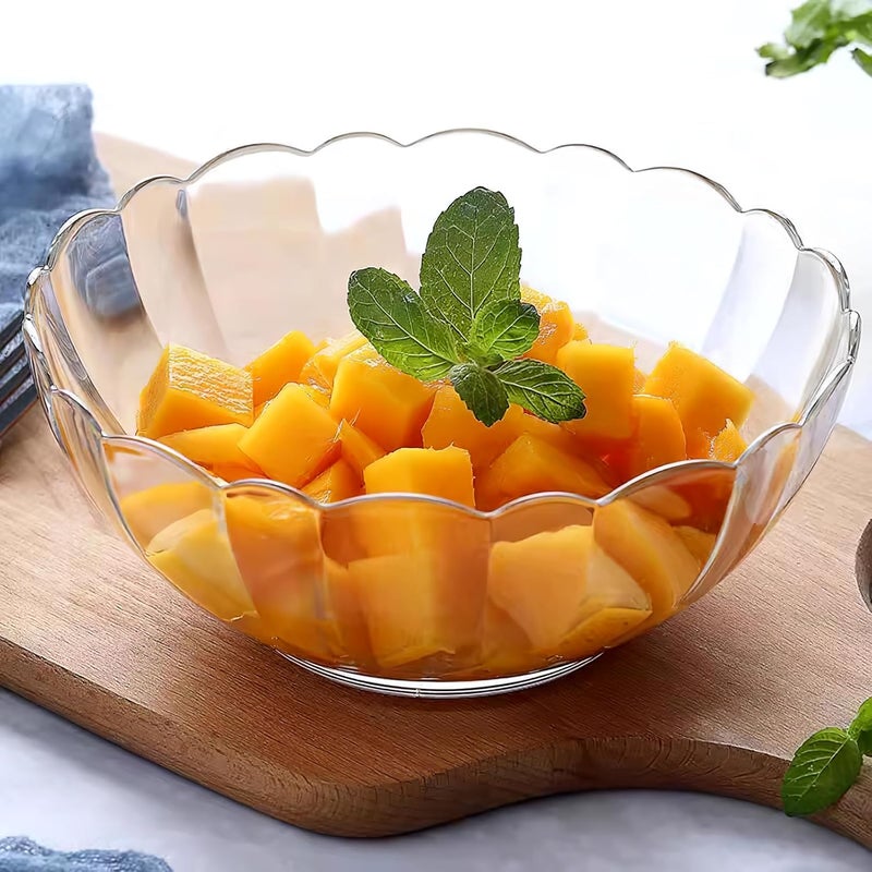 Luxshiny Luxshiny Acrylic Salad Bowls Food Serving Lotus Bowls Clear Mixing Bowls for Fruit Vegetable Dessert Snack Salad Condiments Style 2  - Image 5