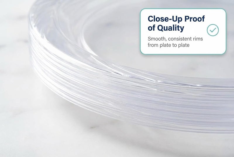 Framo Disposable Clear Plastic Plates In Bulk for Party and Dinner,And For Any Occasion, Microwaveable, BBQ, Travel, and Events (9 Inch 120 Count) - Image 2