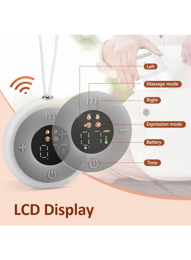 شفاط حليب كهربائي مزدوج قابل للارتداء بشاشة LCD، وضعان تشغيل و9 مستويات شفط، قابل لإعادة الشحن بدون استخدام اليدين، مع قمعي 19 مم و21 مم - Image 2