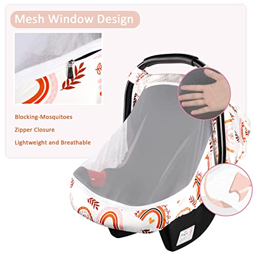 Pea Pod Rainbow Infant Carseat Canopy with Peep Windows and Breathable Mesh, Kick-Proof, Soft Stretchy Baby Car Seat Cover for Newborns - Image 2