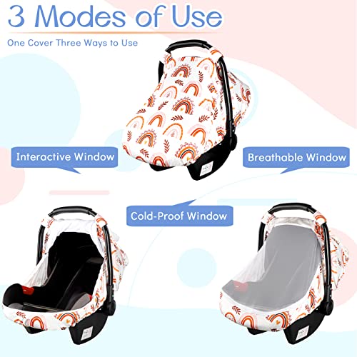 Pea Pod Rainbow Infant Carseat Canopy with Peep Windows and Breathable Mesh, Kick-Proof, Soft Stretchy Baby Car Seat Cover for Newborns - Image 5