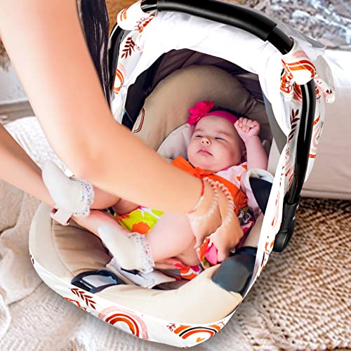 Pea Pod Rainbow Infant Carseat Canopy with Peep Windows and Breathable Mesh, Kick-Proof, Soft Stretchy Baby Car Seat Cover for Newborns - Image 4