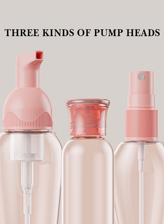 زجاجات أدوات الزينة للسفر، مجموعة حاويات السفر المكونة من 8 قطع، مجموعة زجاجات توزيع مستحضرات التجميل المحمولة، زجاجة رذاذ شامبو وجل استحمام وزجاجة لوشن من نوع الدفع - Image 2