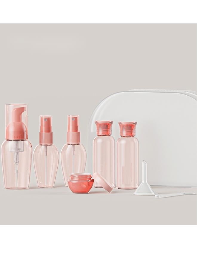 زجاجات أدوات الزينة للسفر، مجموعة حاويات السفر المكونة من 8 قطع، مجموعة زجاجات توزيع مستحضرات التجميل المحمولة، زجاجة رذاذ شامبو وجل استحمام وزجاجة لوشن من نوع الدفع - Image 1