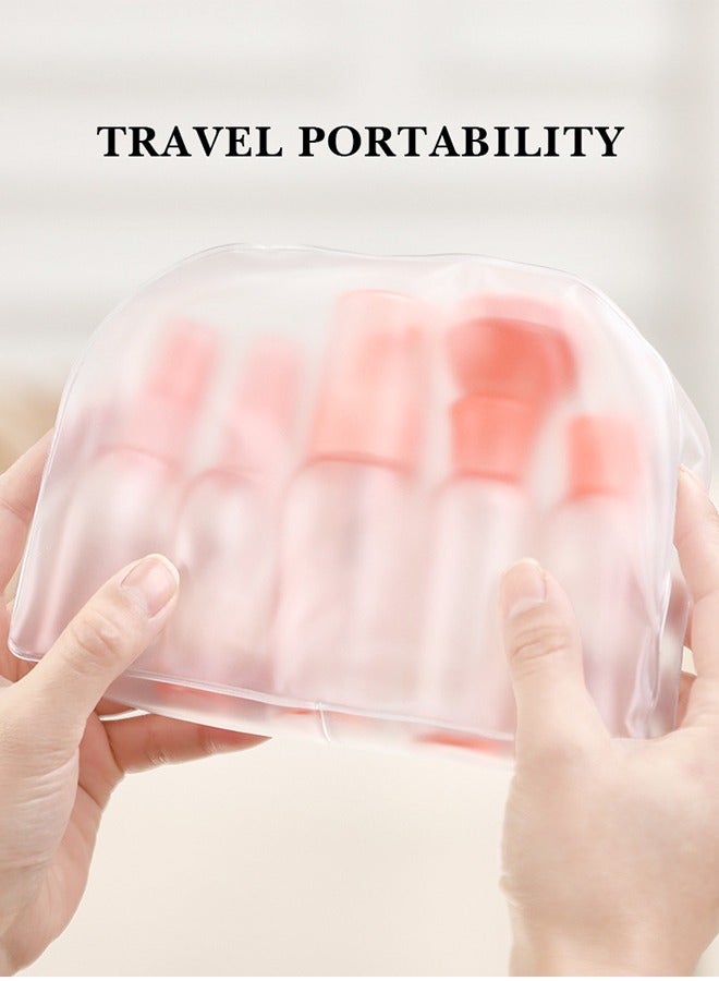 زجاجات أدوات الزينة للسفر، مجموعة حاويات السفر المكونة من 8 قطع، مجموعة زجاجات توزيع مستحضرات التجميل المحمولة، زجاجة رذاذ شامبو وجل استحمام وزجاجة لوشن من نوع الدفع - Image 4