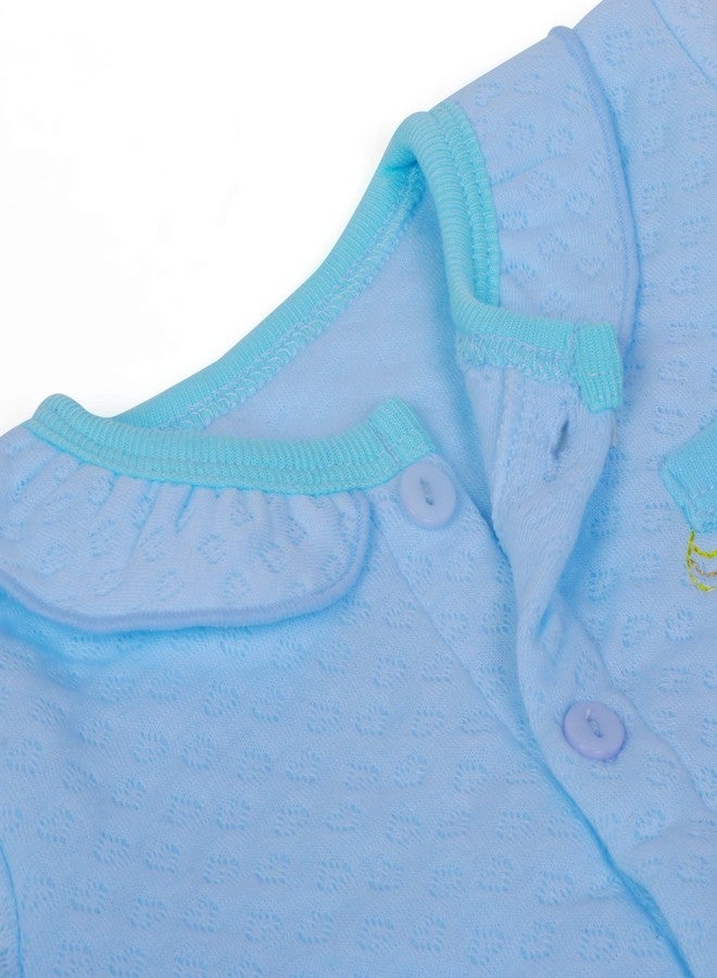 Pokory Night Suit for Babies Full Sleeves Solid Hosiery Cotton Night Suits for Baby Boy and Baby Girl |Night Wear|Night Dress|Sleeping Tshirt and Pyjama Set Light Blue-Size-4 - Image 4