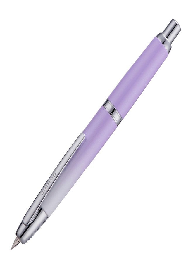 Wikult Jinhao 10 Press Fountain Pen with Box, Gradient Light Purple Retractable Fine Nib with Ink Converter Set (Silver Clip) - Image 1