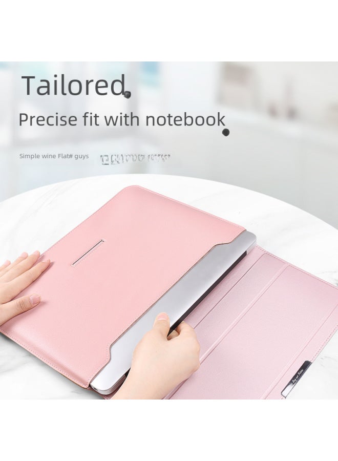 Digital Computer/macbook Protective Case - Durable Pu Leather Cover Stand Feature For Laptop - Available In Black Brown Red-Color:Black + Accessory Bag-Applicable Model:16/17 Inch Universal  - Image 4