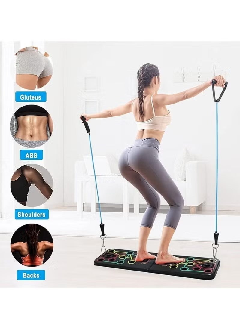 Realfrog Push Up Board, Multi-function Push Up Stand With Resistance Bands, Foldable Portable Strength Training Equipment for Men and Women, Push up Handles for Floor to Strengthen Arms, Core and Back - Image 5