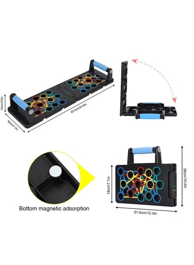 Realfrog Push Up Board, Multi-function Push Up Stand With Resistance Bands, Foldable Portable Strength Training Equipment for Men and Women, Push up Handles for Floor to Strengthen Arms, Core and Back - Image 3