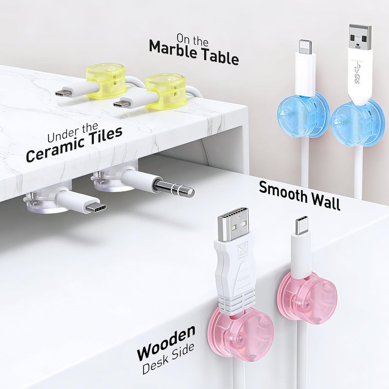 AGPtek 8 Pack Magnetic Cable Clips, Upgraded 360° Rotatable Cord Holder Clips for Nightstand, Desk Cord Organizer Adhesive Wire Management Home Office Phone Charging Cords USB Cable Keeper - Image 5