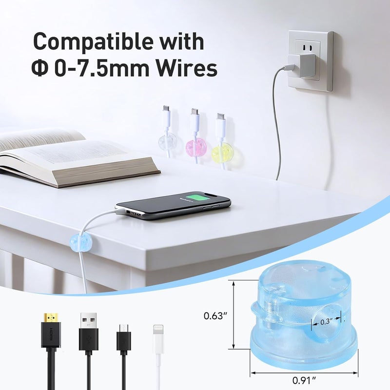 AGPtek 8 Pack Magnetic Cable Clips, Upgraded 360° Rotatable Cord Holder Clips for Nightstand, Desk Cord Organizer Adhesive Wire Management Home Office Phone Charging Cords USB Cable Keeper - Image 4