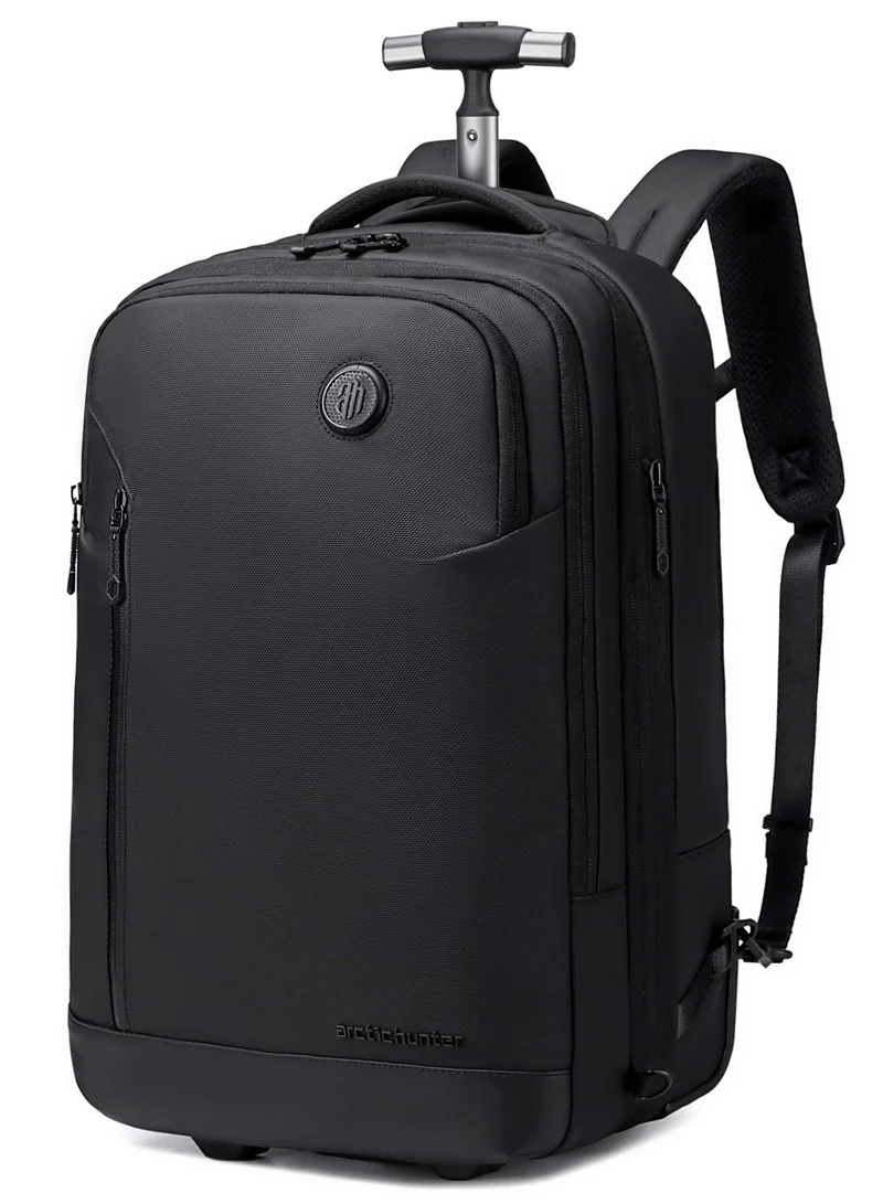 أركتيك هانتر Durable Professional Rolling Backpack Water Resistant Expandable 19 Inch Backpack Trolley for Office Travel Business School, LG00861, Black