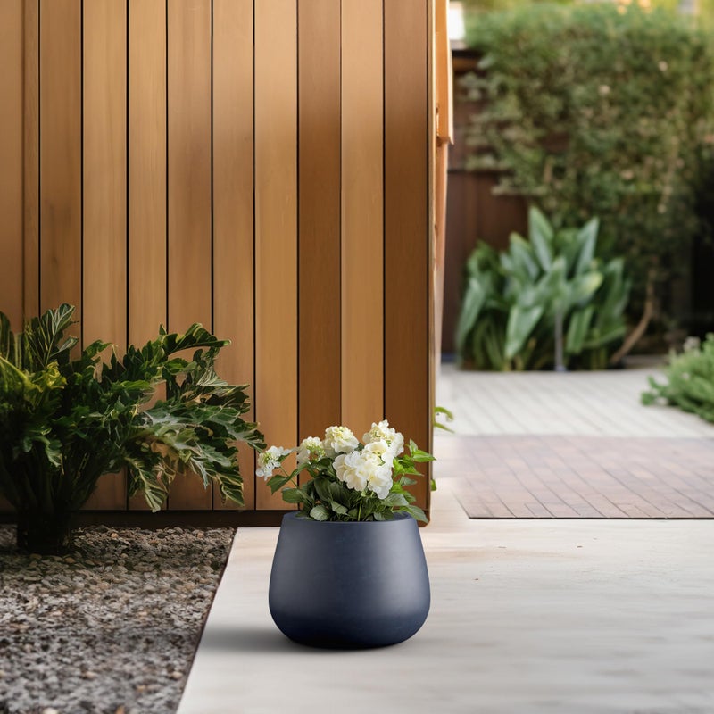 Kante Curva Series Planter, 12.5 Inch Round Concrete Flower Pot with Draiange Hole and Rubber Plug, Suitable for Indoor Plants, Home, Garden, Patio, Charcoal - Image 3