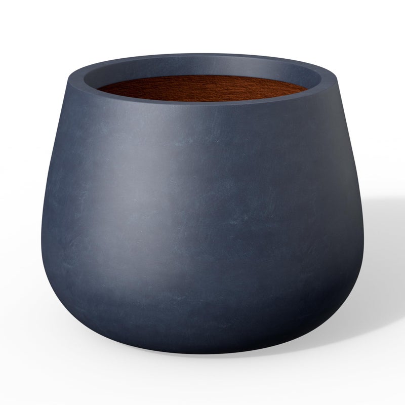 Kante Curva Series Planter, 12.5 Inch Round Concrete Flower Pot with Draiange Hole and Rubber Plug, Suitable for Indoor Plants, Home, Garden, Patio, Charcoal - Image 1