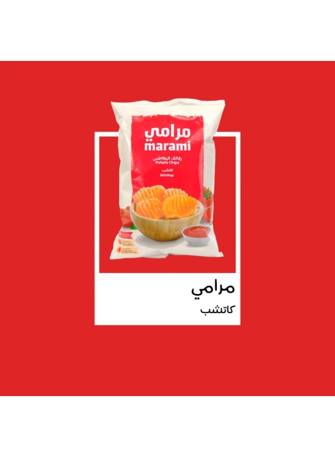 مرامي بطاطس مارامي (Marami) متعرجة بنكهة الكاتشب - عبوة من قطعتين (حجم صغير) | قرمشة مثالية وطعم غني - Image 3