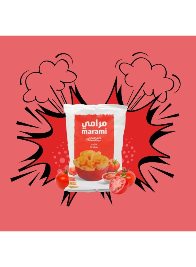 مرامي بطاطس مارامي (Marami) متعرجة بنكهة الكاتشب - عبوة من قطعتين (حجم صغير) | قرمشة مثالية وطعم غني - Image 4