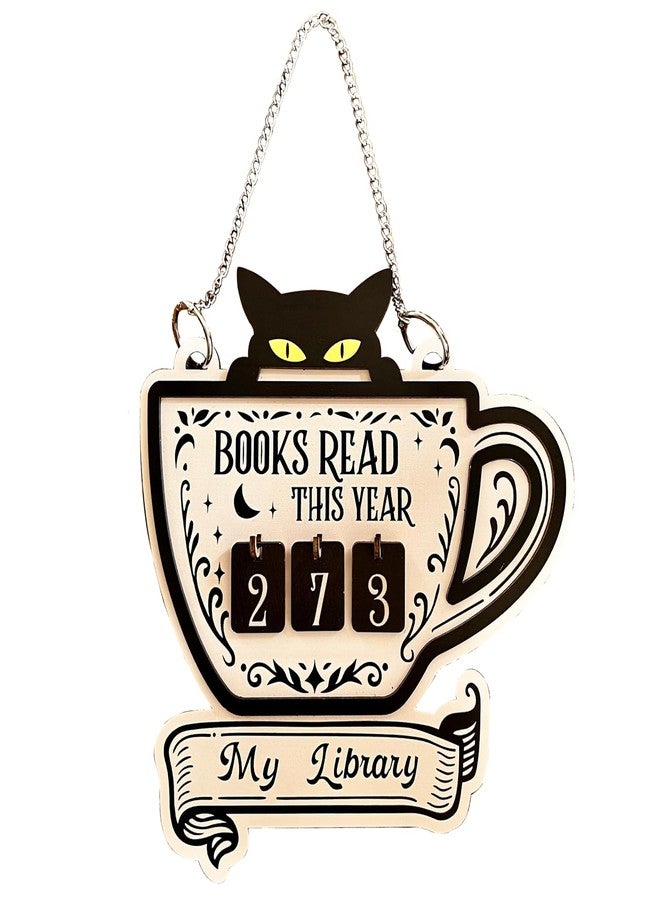 CuddleJunk Books Read This Year Counter, Cute Cat Wooden Book Counter Sign, Reading Tracker Sign for Bookshelf Decor, Gifts for Book Lovers Women Readers, Home Library Essentials - Image 3