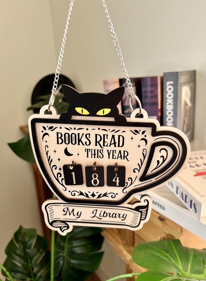 CuddleJunk Books Read This Year Counter, Cute Cat Wooden Book Counter Sign, Reading Tracker Sign for Bookshelf Decor, Gifts for Book Lovers Women Readers, Home Library Essentials - Image 5