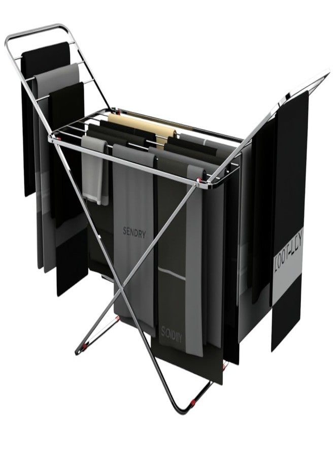 SUNDRY Tuff & Tuff Stainless Steel Clothes Drying Rack, Foldable 2-Level Laundry Drying Rack, Free-Standing Large Drying, Silver - Image 1