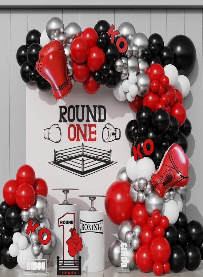GIHOO Boxling Birthday Party Decorations 134pcs Boxing Balloon Garland Arch Kit with Inflatable Boxing Gloves Mylar Balloon for Wrestling Boxing Theme Birthday Party Decorations - Image 1