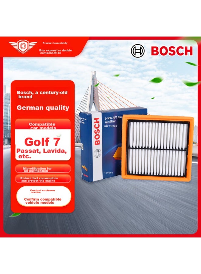 Bosch Air Filter Element 2963 For Volkswagen Lavida, Langxing, Bora, Santana, Jetta, Golf, 7, Sagitar, Polo - Image 1