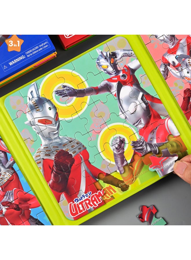 Classic Ultraman Magnetic Puzzle 3 To 6 Years Old Children Flat Figure 2 Baby Early Education 4 5 Boys Magnetic Toy-Color:Special Offer Enlightenment Model [level 2 + Level 3] Ultraman Magnetic Puzzle