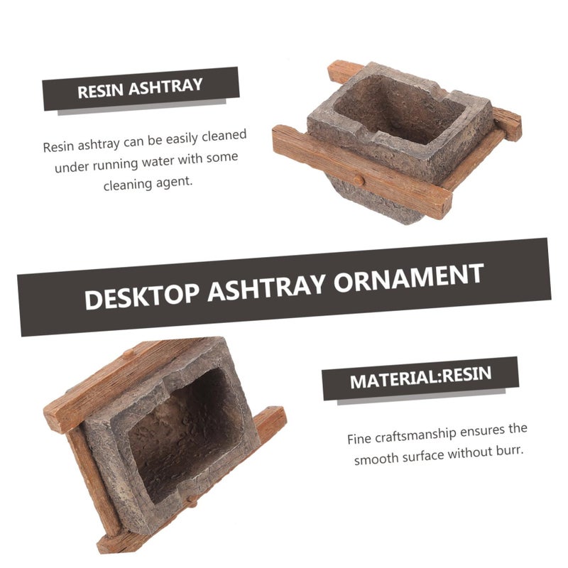 Creative Resin Desktop Ashtray Coffee 10x6cm Smooth Compact Home Office Decor - Image 4