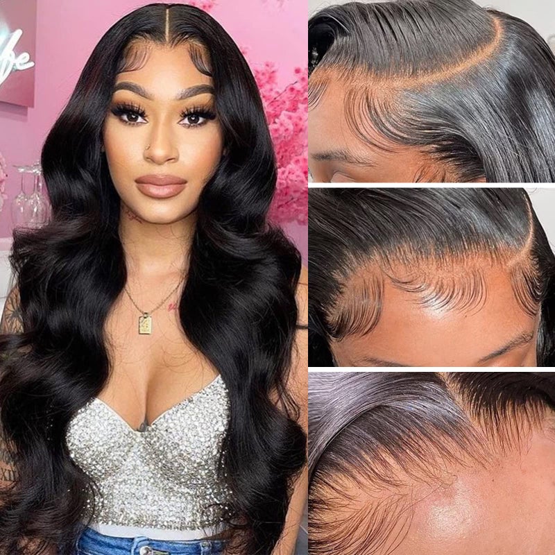 Aicrelery 30 Inch 13x6 Lace Front Wigs Human Hair Body Wave 13x6 HD Lace Frontal Wigs for Women Pre Plucked With Baby Hair 180 Density Glueless Body Wave Frontal Wig Free Part Natural Color