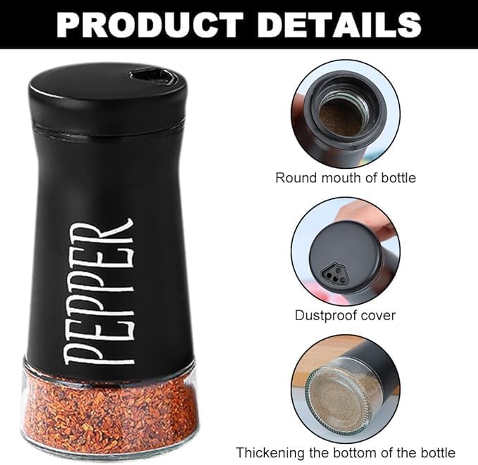 BITTZOOT Salt and Pepper Shakers Set Stainless Steel Salt and Pepper Sprinkler for Restaurant with Glass Bottom Spice Dispenser Ideal for Himalayan Kosher Black and White Pepper 35 oz - Image 2