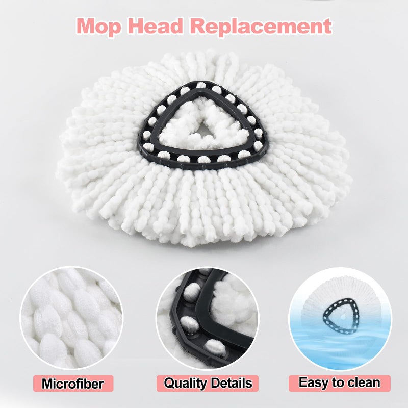 Uoiispet Mop Handle Mop Replace Heads and Mop Base Brush Replacement for O Cedar EasyWring 1-Tank System Include 3 Spin Mop Replacement Head, 4-Section Mop Handles, 1 Base and 1 Scrub Brush Combo - Image 5