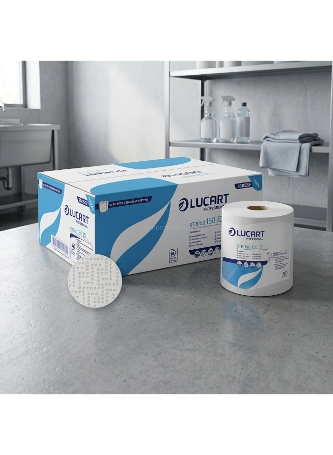 Lucart Auto Cut Rolls | 2 Ply Hand Towel Paper Roll | Auto Cut Dispenser Refill | Commercial Washroom Tissue | 550 Sheets | 6 Rolls - Image 2