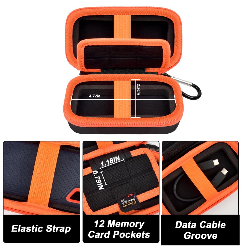 Comecase Case Compatible with SanDisk Extreme Pro/for SanDisk Portable SSD 1TB 2TB 4TB 500GB External Solid State Drive, Travel Storage Holder Bag for 2 SSD and Memory Card SD Card -Orange (Box Only) - Image 3