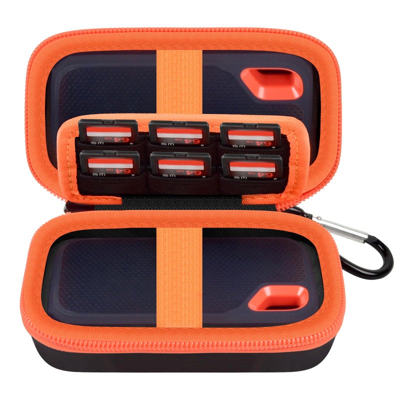 Comecase Case Compatible with SanDisk Extreme Pro/for SanDisk Portable SSD 1TB 2TB 4TB 500GB External Solid State Drive, Travel Storage Holder Bag for 2 SSD and Memory Card SD Card -Orange (Box Only) - Image 1