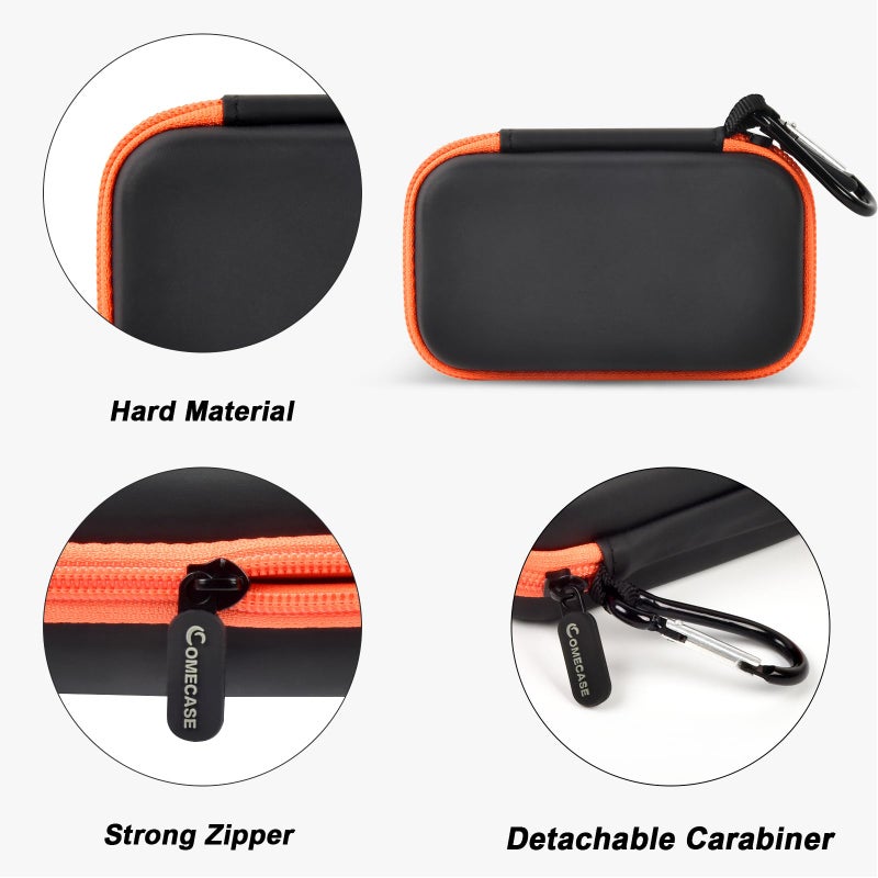 Comecase Case Compatible with SanDisk Extreme Pro/for SanDisk Portable SSD 1TB 2TB 4TB 500GB External Solid State Drive, Travel Storage Holder Bag for 2 SSD and Memory Card SD Card -Orange (Box Only) - Image 4