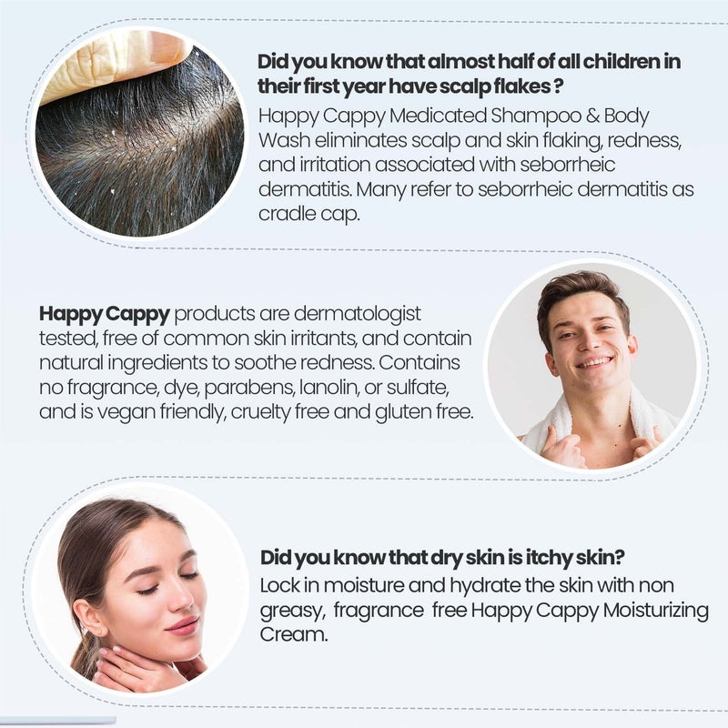 Happy Cappy Medicated Shampoo and Body Wash and Moisturizing Cream Bundle - Baby Dandruff Shampoo, Eczema Lotion for Kids, Helps Cradle Cap and Seborrheic Dermatitis, Reduces Redness, Fragrance-Free - Image 5